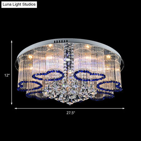 Modern Crystal Ceiling Lamp With Loving Heart Design - 3/5 Lights Blue