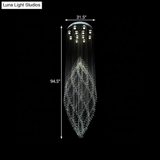Modern Crystal Ceiling Light With 12 Led Bulbs And Multi-Pendant Design