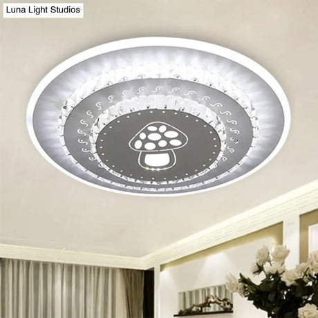 Modern Crystal Ceiling Mount Led Light Fixture For Bedroom - White Loving Heart/Square/Rose Design