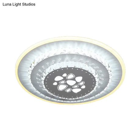 Modern Crystal Ceiling Mount Led Light Fixture For Bedroom - White Loving Heart/Square/Rose Design