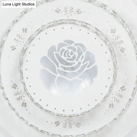 Modern Crystal Ceiling Mount Led Light Fixture For Bedroom - White Loving Heart/Square/Rose Design