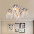 Modern Crystal Chain Ceiling Mount Light Fixture - 4 - Light Flush For Living Room Clear