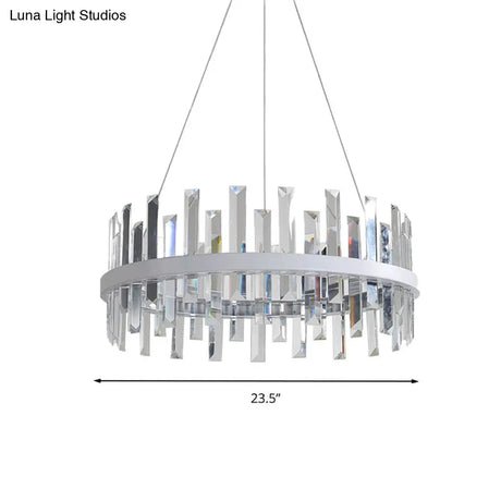 Modern Crystal Chandelier - Circular Pendant Ceiling Light Warm Led 23.5/31.5 Wide