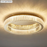 Modern Crystal Chandelier Flush Mount Ceiling Light For Living Room