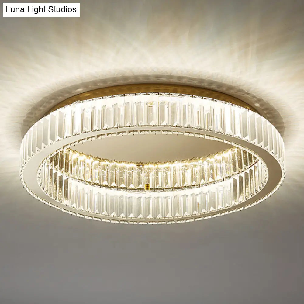 Modern Crystal Chandelier Flush Mount Ceiling Light For Living Room