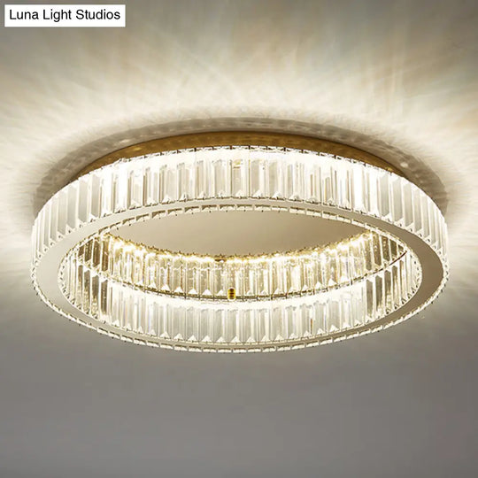 Modern Crystal Chandelier Flush Mount Ceiling Light For Living Room
