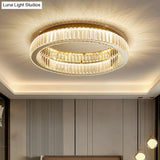 Modern Crystal Chandelier Flush Mount Ceiling Light For Living Room