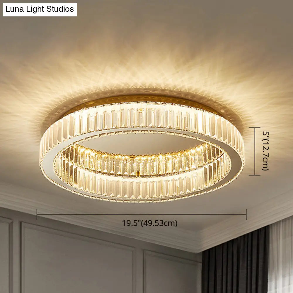 Modern Crystal Chandelier Flush Mount Ceiling Light For Living Room