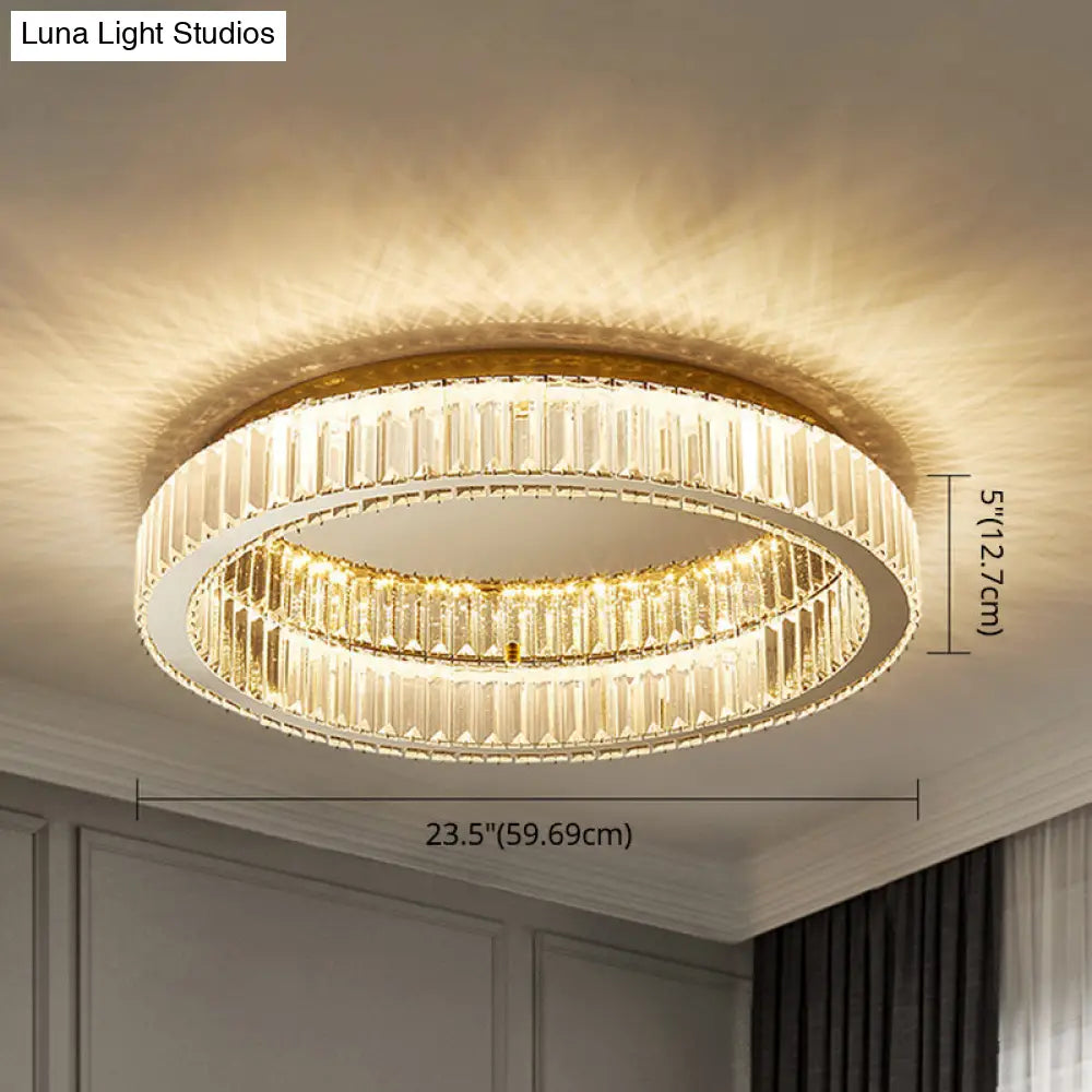 Modern Crystal Chandelier Flush Mount Ceiling Light For Living Room