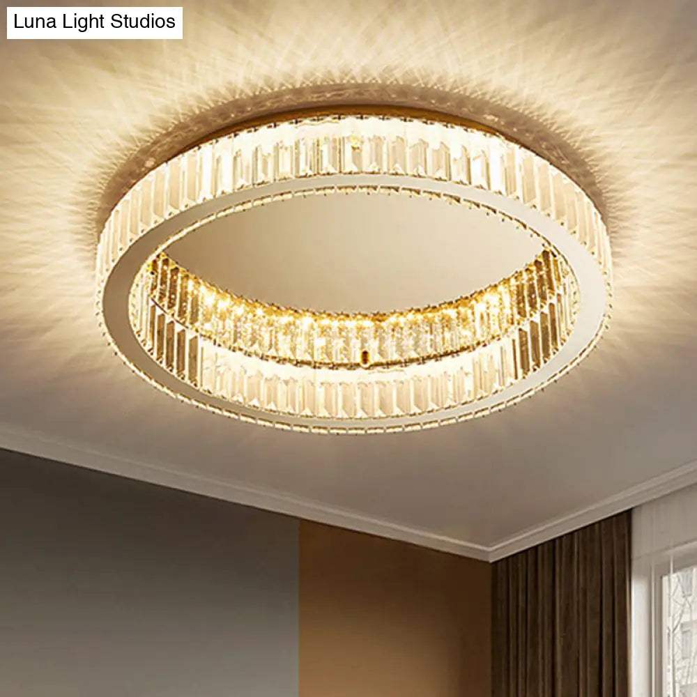 Modern Crystal Chandelier Flush Mount Ceiling Light For Living Room