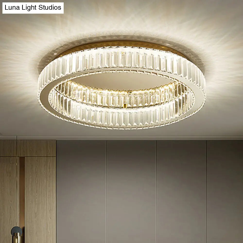 Modern Crystal Chandelier Flush Mount Ceiling Light For Living Room