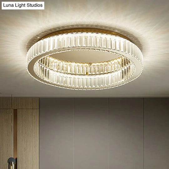 Modern Crystal Chandelier Flush Mount Ceiling Light For Living Room