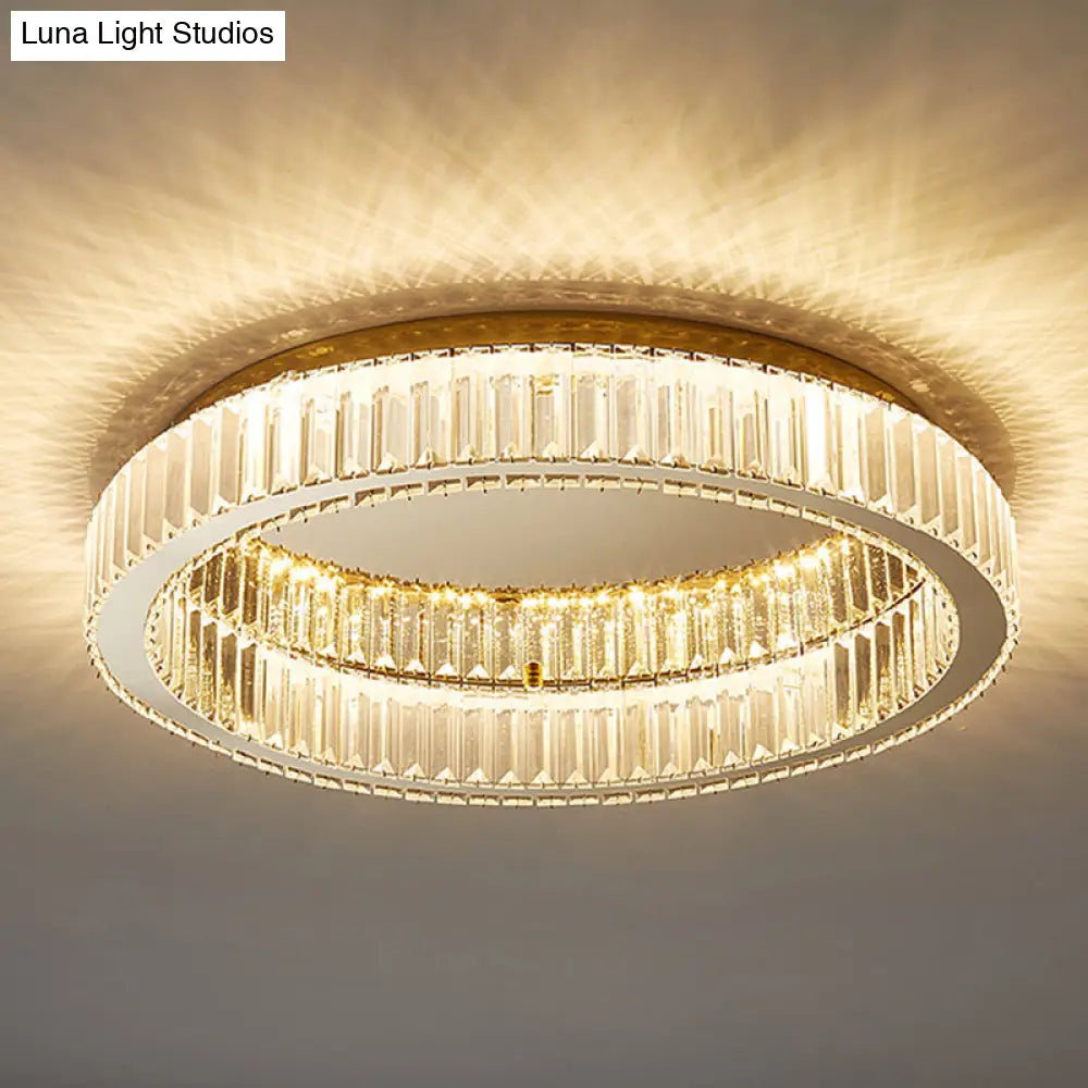Modern Crystal Chandelier Flush Mount Ceiling Light For Living Room
