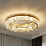 Modern Crystal Chandelier Flush Mount Ceiling Light For Living Room Gold / 23.5