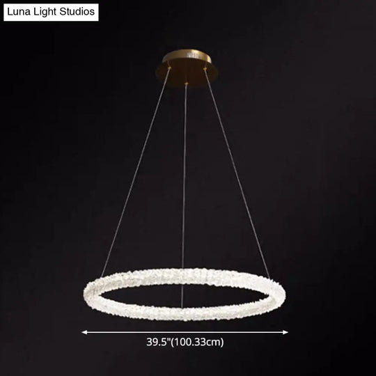 Modern Crystal Pendant Chandelier Light For Restaurants - Sleek Circular Design