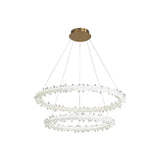 Modern Crystal Circle Chandelier For Restaurants - Pendant Lighting Clear / 16’ + 23.5’ With Lace
