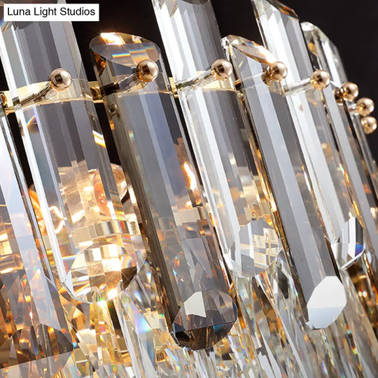 Modern Crystal Clear Chandelier For Dining Room - Round Hanging Light Fixture