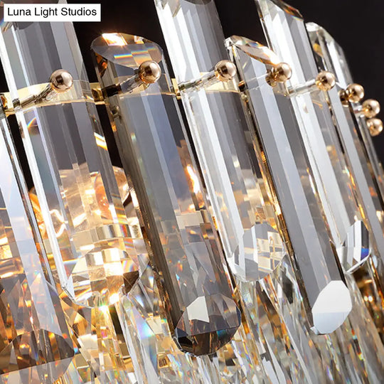 Modern Round Crystal Clear Chandelier - Hanging Light Fixture For Dining Room