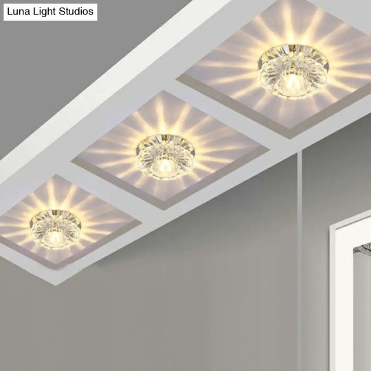 Modern Crystal Clear Flower Shade Led Flush Mount Ceiling Light For Corridor - Stylish & Efficient