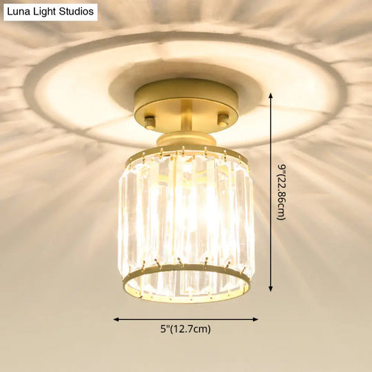 Modern Crystal Cylinder Aisle Ceiling Mount Light Fixture - Close To Lighting