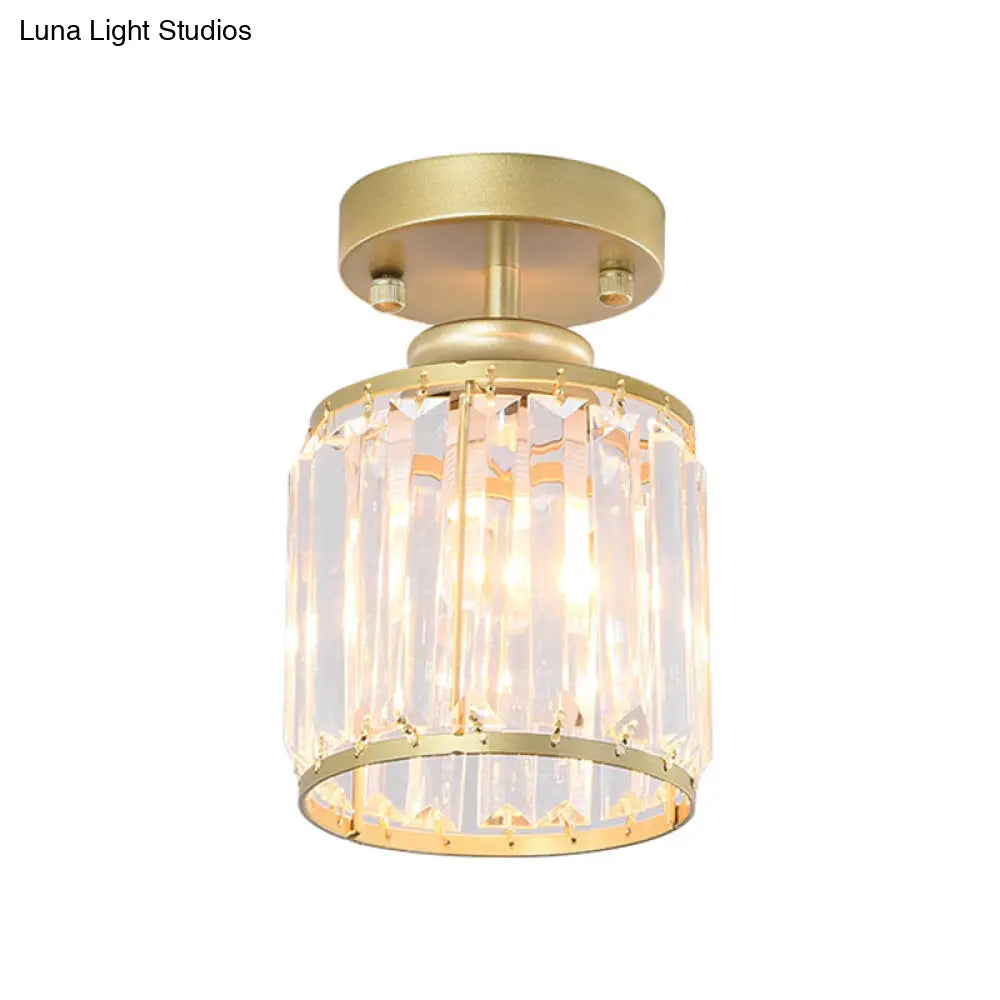 Modern Crystal Cylinder Aisle Ceiling Mount Light Fixture - Close To Lighting