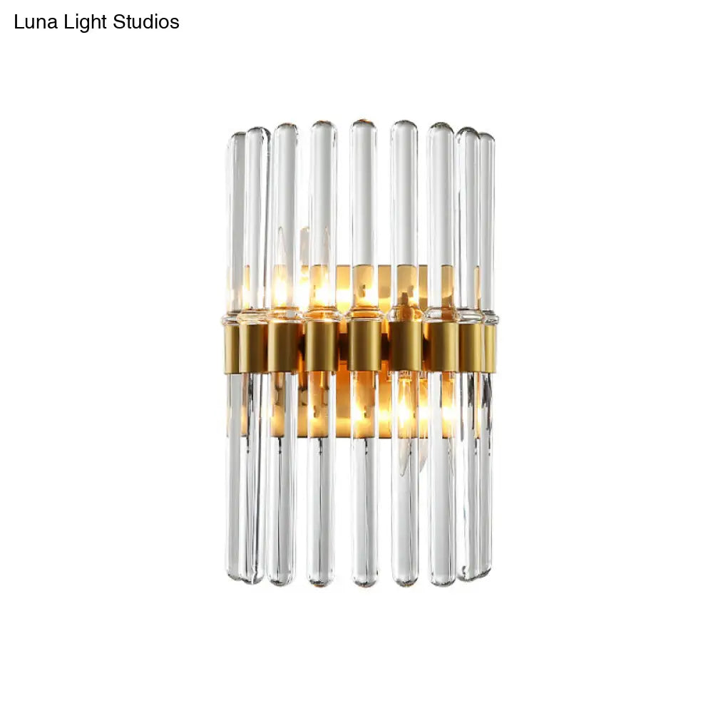 Modern Crystal Cylinder Wall Light With 2 Flush Mount Lights