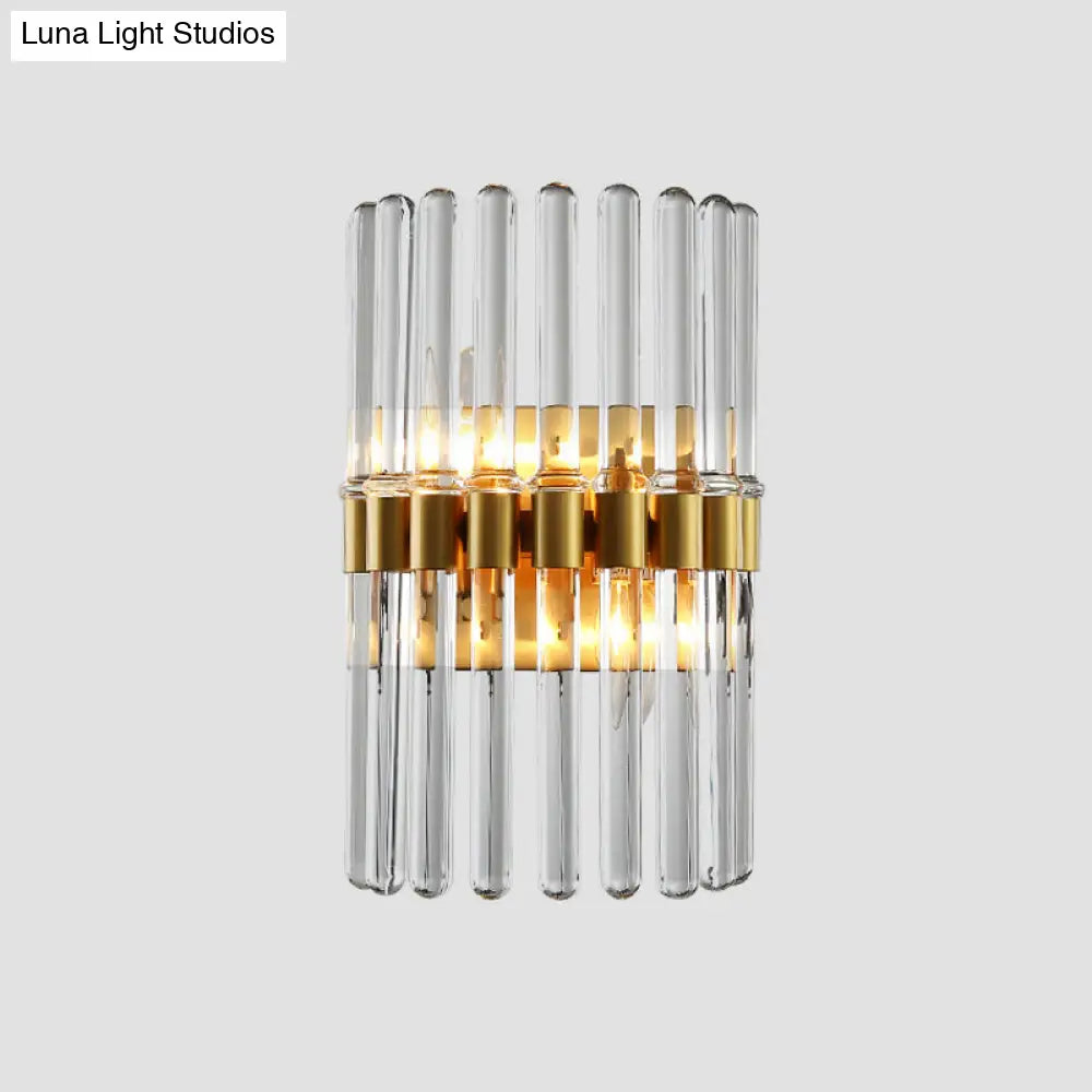Modern Crystal Cylinder Wall Light With 2 Flush Mount Lights