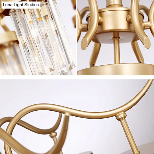 Modern Brass Cylindrical Chandelier Light With 7/9-Head Design