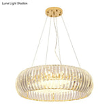 Modern Crystal Donut Chandelier Pendant Light - Gold 6/8 Bulbs Warm/White 21.5’/25.5’ Wide