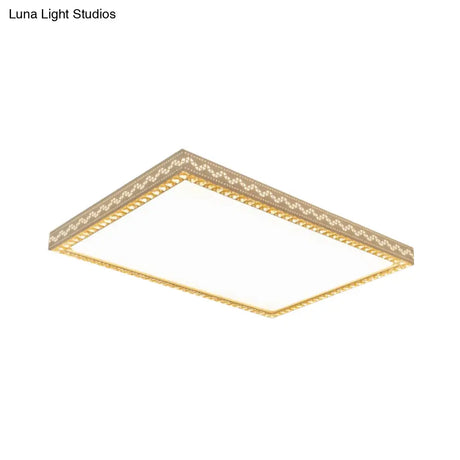 Modern Crystal Edged Led Flush Lamp In White For Living Room