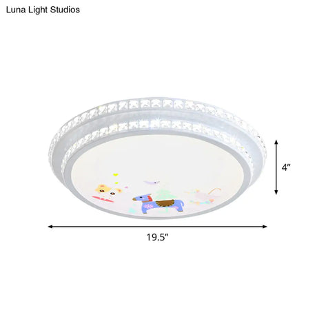 Modern Crystal - Encrusted Led Ceiling Lamp With 2 Tiers White Flush Mount Lighting & Cartoon
