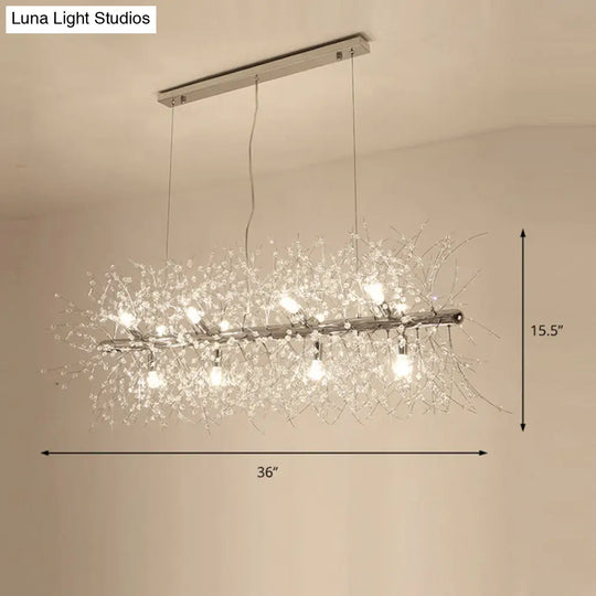 Modern Crystal Flower Island Pendant Ceiling Lamp For Kitchen (9/12-Head Chrome/Gold)