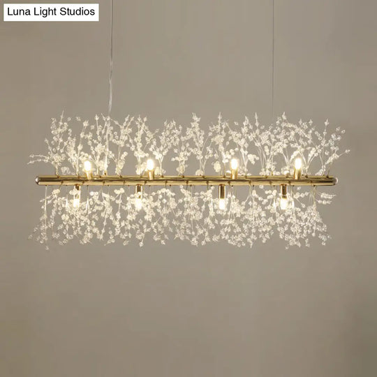 Modern Crystal Flower Island Pendant Ceiling Lamp For Kitchen (9/12-Head Chrome/Gold)