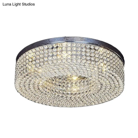 Modern Crystal Flush Mount Ceiling Light Fixture With 6 - Bulb Recessed Lighting