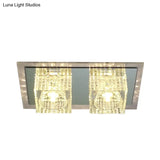 Modern Crystal Flush Mount Led Ceiling Light Fixture - Clear