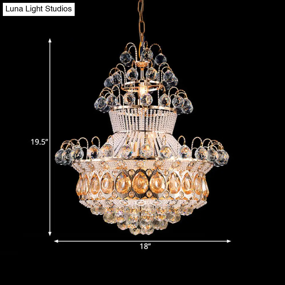 Modern Crystal Gold Chandelier Ceiling Light Fixture - 10 Lights Bedroom