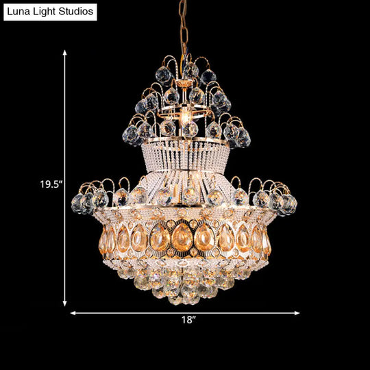 Modern Crystal Gold Chandelier Ceiling Light Fixture - 10 Lights Bedroom
