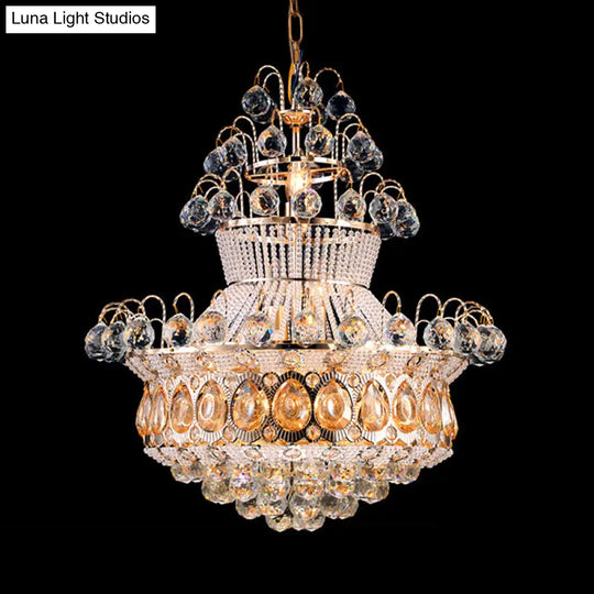 Modern Crystal Gold Chandelier Ceiling Light Fixture - 10 Lights Bedroom
