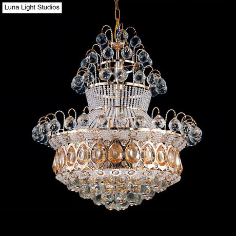 Modern Crystal Gold Chandelier Ceiling Light Fixture - 10 Lights Bedroom