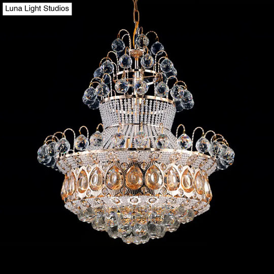 Modern Crystal Gourd Gold Chandelier - 10-Light Ceiling Fixture For Bedroom