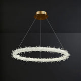 Modern Crystal Gold Led Chandelier Light Fixture - Ring Parlor Suspension Lamp 16/19.5 Wide