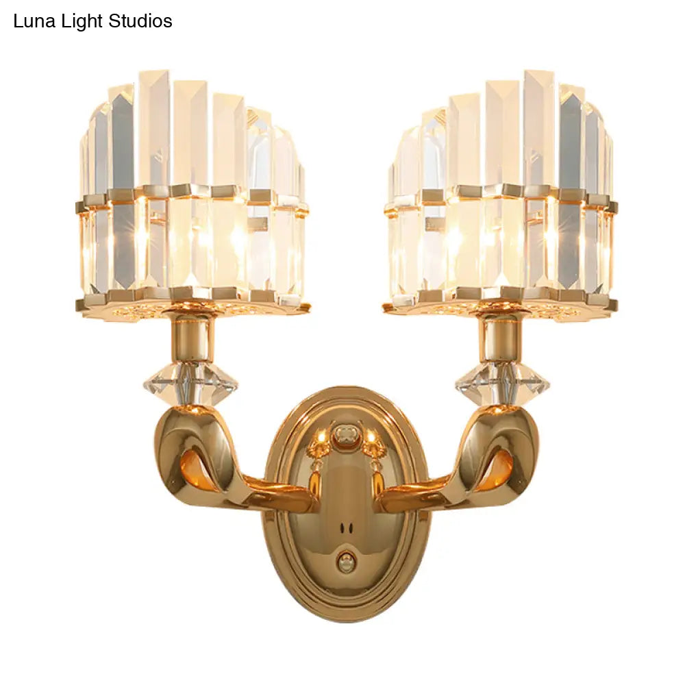 Modern Crystal Gold Wall Lamp - Geometric Design With Led Lighting Perfect For Living Room