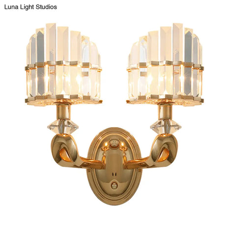 Modern Crystal Gold Wall Lamp - Geometric Design With Led Lighting Perfect For Living Room