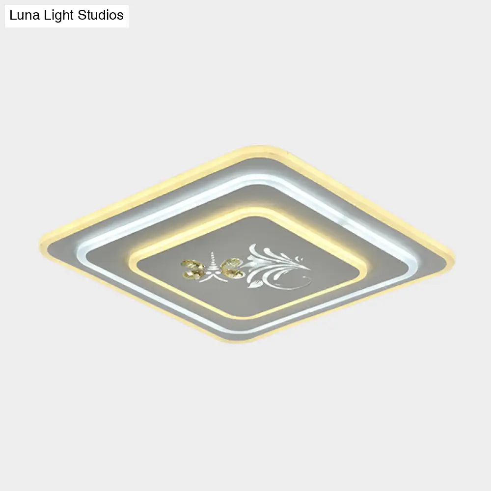 Modern Crystal Led Ceiling Lamp – White Flush Mount For Dining Room