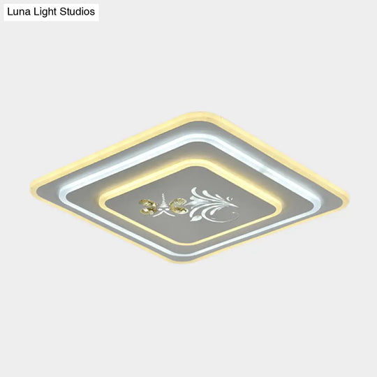 Modern Crystal Led Ceiling Lamp – White Flush Mount For Dining Room