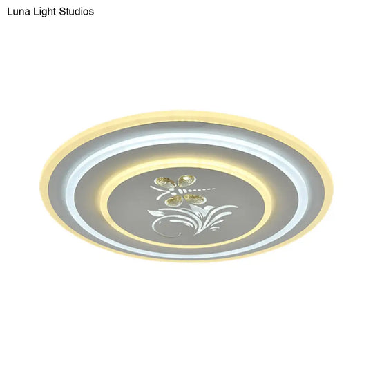 Modern Crystal Led Ceiling Lamp – White Flush Mount For Dining Room