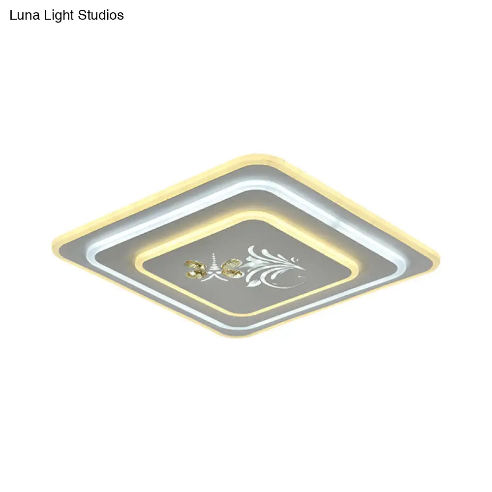 Modern Crystal Led Ceiling Lamp White Flush Mount For Dining Room