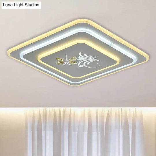 Modern Crystal Led Ceiling Lamp – White Flush Mount For Dining Room