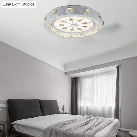 Modern Crystal Led Ceiling Light With Remote Control And Stepless Dimming - White Stylish