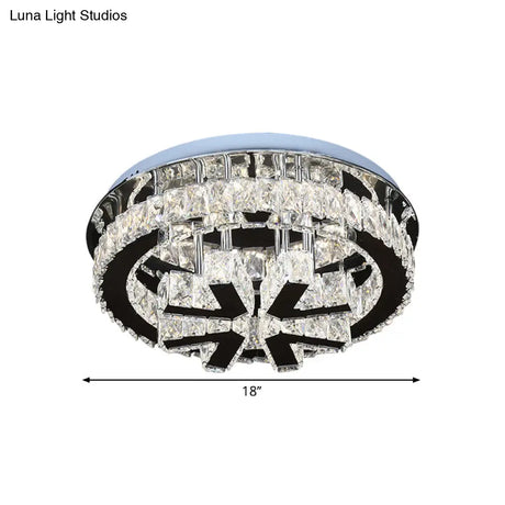 Modern Crystal Led Circle Ceiling Light For Bedrooms With V - Shaped Design